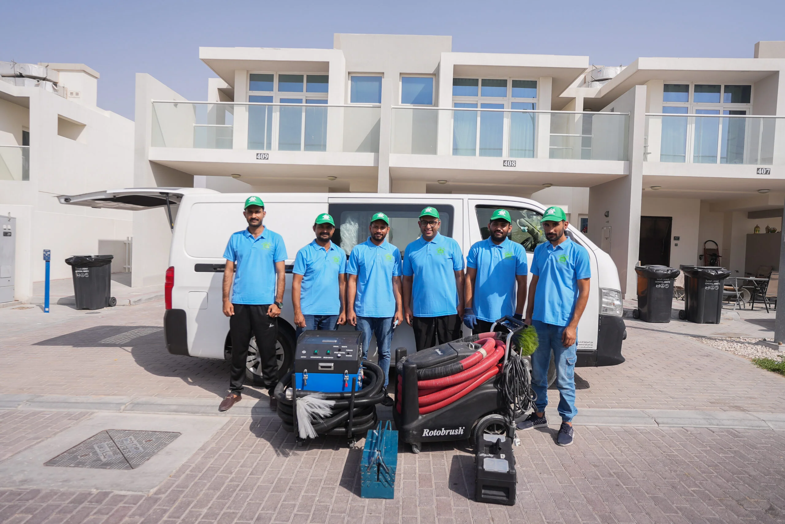 Microcare technician performing AC duct cleaning in Dubai